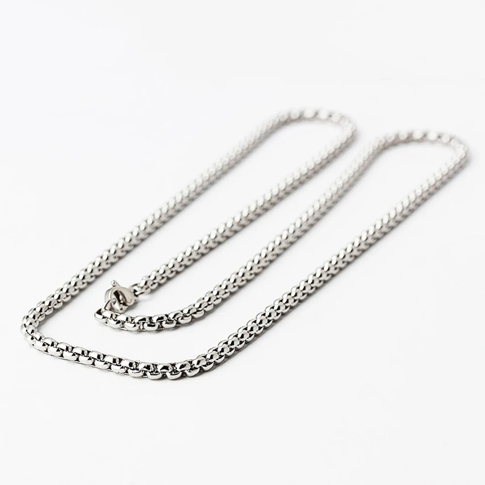 

New long vintage Square Pearl width 4.5mm stainless steel chain hot sale fashion jewelry Silver Color STN-013