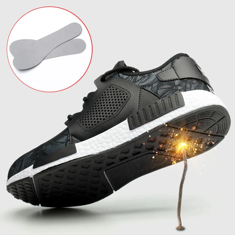 Safety Shoes Mens Steel Toe Cap Breathable Lightweight Anti-smashing Stab-resistant plus size 48 Casual Work Shoes Men