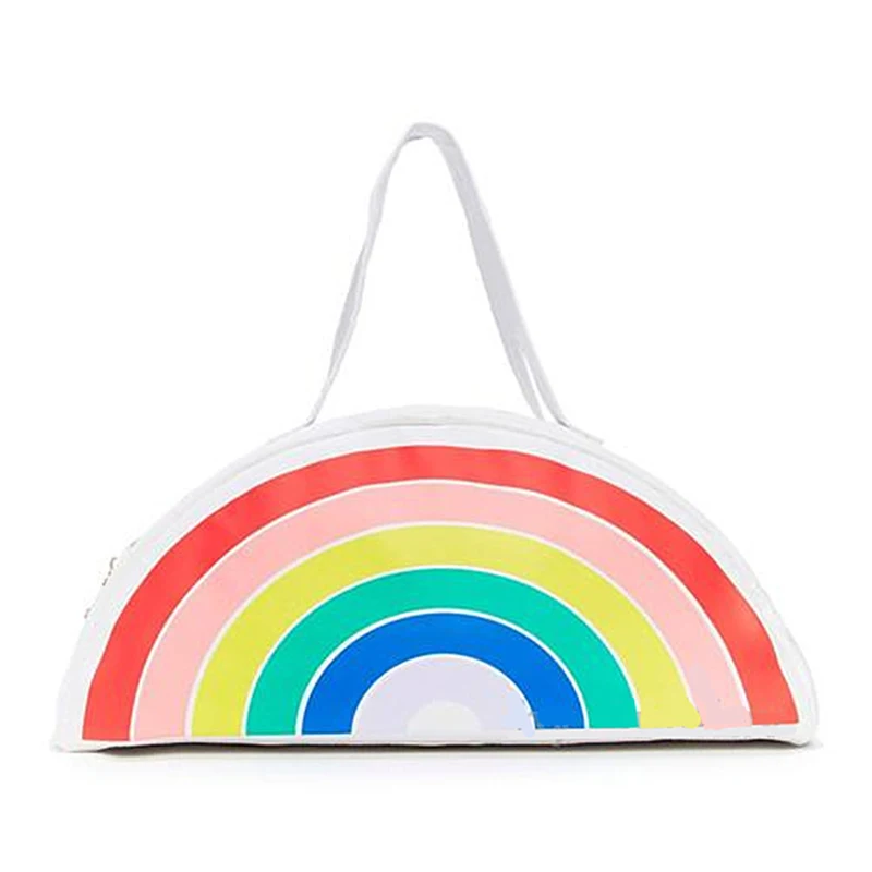 

Canvas Rainbow Women Girls Shoulder Bag Short Distance Travel Bag Large Capacity Luggage Sports Training Separation Gym Bag