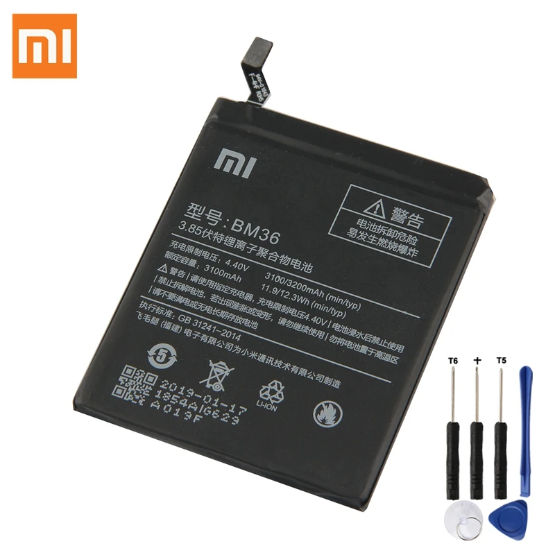 

Xiao Mi Original Replacement Battery For Xiaomi Mi 5S MI5S BM36 Authentic Phone Battery 3200mAh