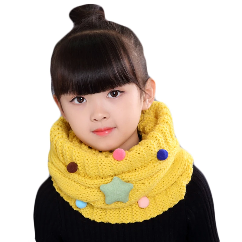 Коллекция года, Модный осенне-зимний шарф для детей, вязаный шарф для малышей, плотный шарф с воротником для мальчиков и девочек, теплые хлопковые шарфы унисекс с круглым вырезом