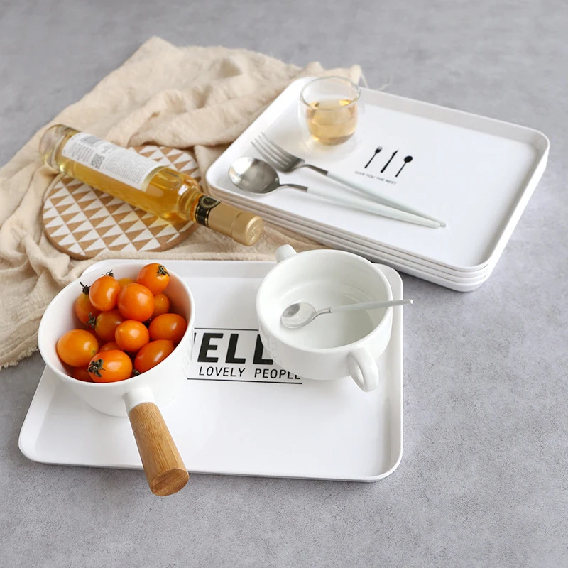 Dinner Plate Food Tray Rectangle Dish White Platos Pastry Melamine Vajilla Ceramica Serving Dessert Tableware 1pcs | Дом и сад