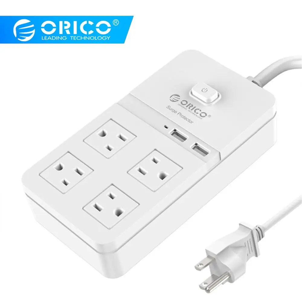 Электрическая розетка ORICO штепсельная вилка стандарта США 2 USB + 4 розетки