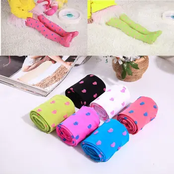 

Kids Girl Love Heart Trousers Pantyhose Stocking Full Leggings Pantyhose Foot Gift Candy Colors For Age 2-7 Years Old New