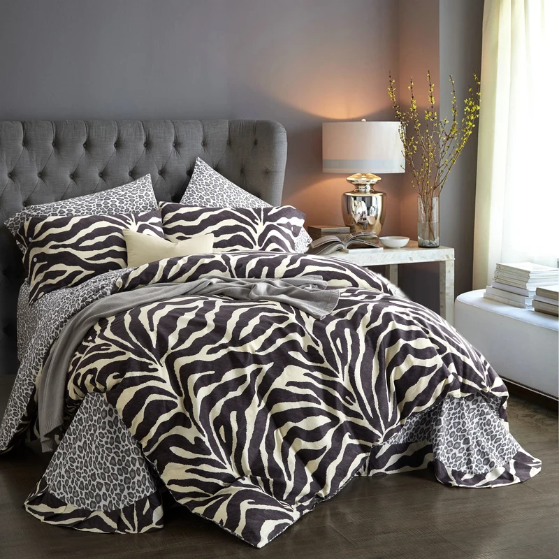 

Zebra Print Plaid Striped Bedding Set King Queen Size 100% Cotton Duvet Cover Bed Sheet with Pillowcase Home Textile