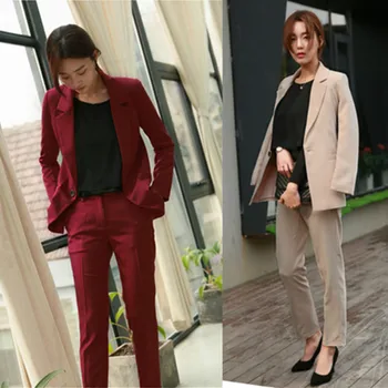 

Women pant suits formal Suit female fashion temperament Slim British wind office ladies OL business professional two-piece suit
