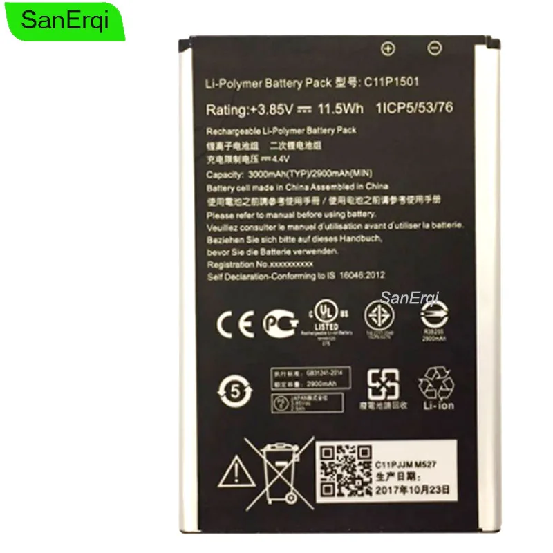 Аккумулятор C11P1501 для ASUS ZenFone2 Laser ZE550KL ZE601KL Z00LD Z011D ZD551KL 3000 мАч Z00UD 2 5 5/6 дюймов selfie SanErqi
