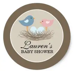 1.5 дюйма twin для маленьких мальчиков Птичье гнездо Baby Shower Классический круглый Стикеры