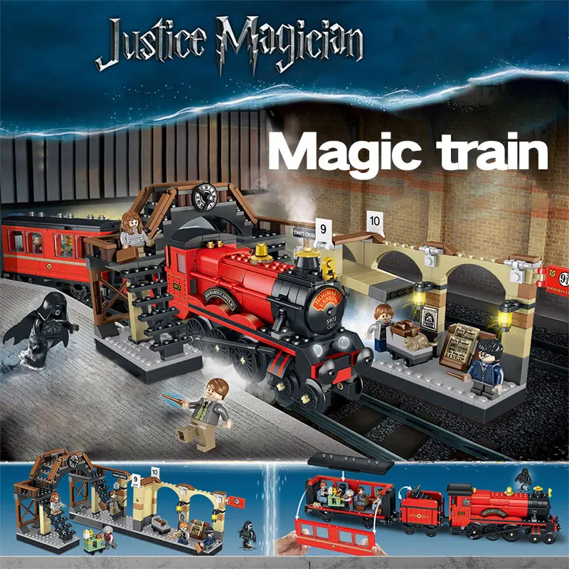 

836pcs Harri Potter Hogwarts Magic Train Platform Building Blocks Compatible with LegoINGLY Figures Toys for Children Christmas