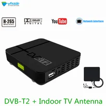 DVB-T2/T H.265 HD 1080P цифровой эфирный приемник встроенный RJ45 Поддержка Dolby AC3 Youtube с внутренней ТВ антенной приставка