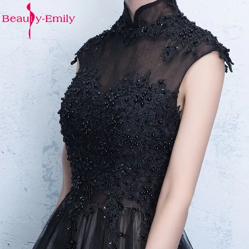 Beauty Emily Black A-Line Short Sexy Party Prom Dresses 2018 Evening Occasion Dresses High Sleeveless Formal Occasion Dresses
