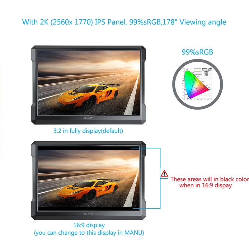 Цена G STORY 12,9 дюймов HDR ips WQHD 1700P Портативный игровой монитор для ухода за глазами для PS4, Xbox One с FreeSync, typc c, кабель HDMI
