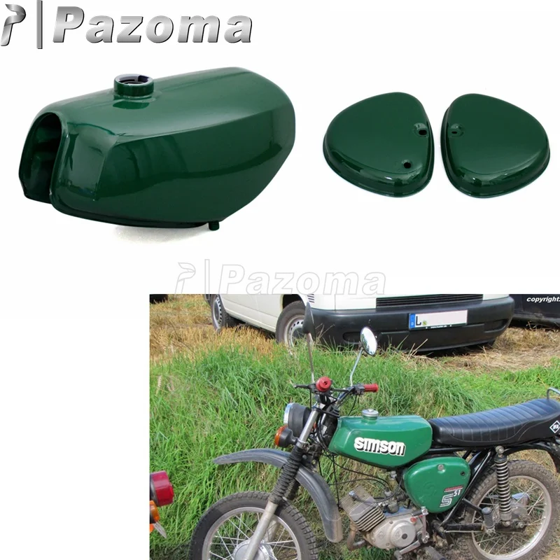 

Pazoma Motorbike Green Oil Tank Motorcycle Gas Fuel Tank + 2 Side Cover Protector for Simson S50 S51 S70