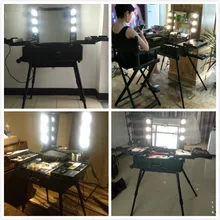 Черный/розовый/серебристый/Brwon/розово-золотой/Золотой визажист коробка поезда с подсветкой станции тележки студия колесный чехол с ножками