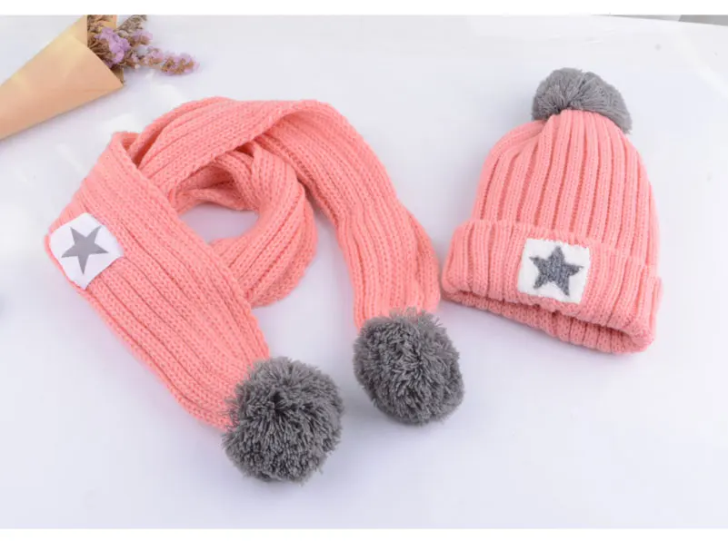  kids hat and scarf set for children winter set for children scarf hat set girls boys scarfs and gloves (3)
