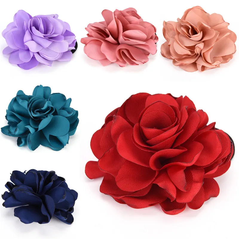 

1PC Big Rose Flower Elastics Hair Rope Holders Rubber Bands Girls Women Cute Tie Gum Fabric Headwear Accessories