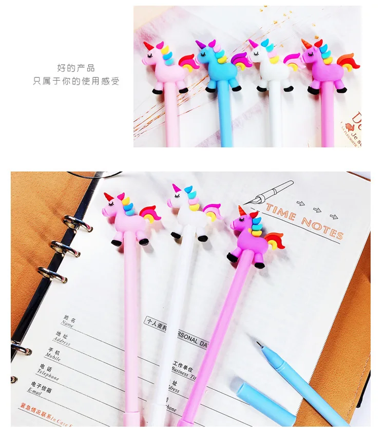 2 pcs/lot Creative Cartoon Rainbow Horse Unicorn Gel Pen Ink Pen Promotional Gift Stationery School& Office Supply