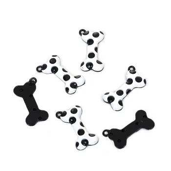 

DoreenBeads Zinc Based Alloy Pendants Bone White Black Painting 30mm(1 1/8") x 16mm( 5/8"), 10 PCs