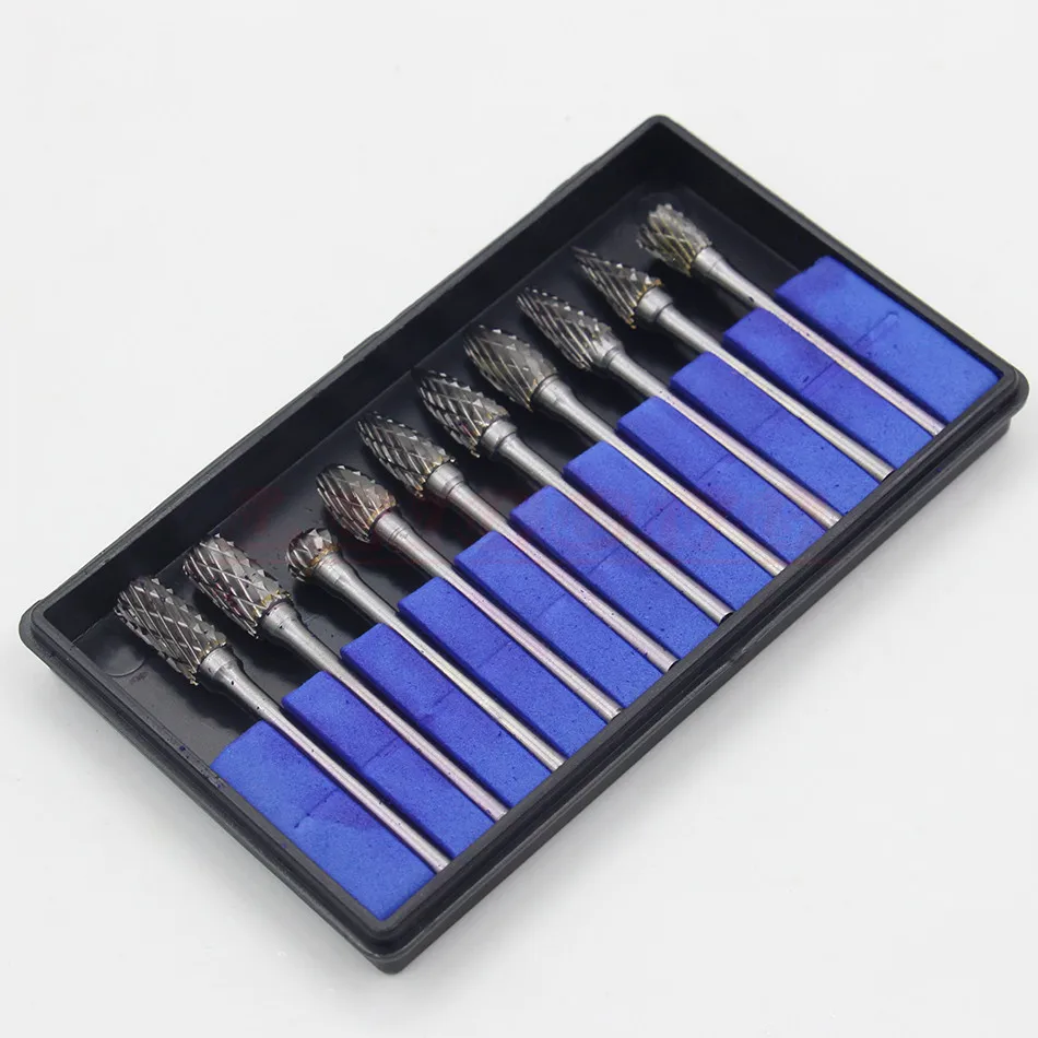 RIESBA 10pcs Dremel Carbide Burrs Drill Bit Set Rotary Burr Micro Drill Bits for Metal