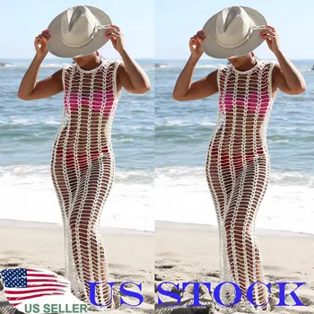

2018 Zomer Vrouwen Mesh Strand Cover Ups Gehaakte Bikini Cover Badmode Badpak chiffon