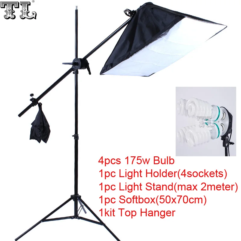 

Top Hanger lighting SoftBox set 1pc light stand 1pc light holder 1pc softbox photo equipment softbox kit 4socket