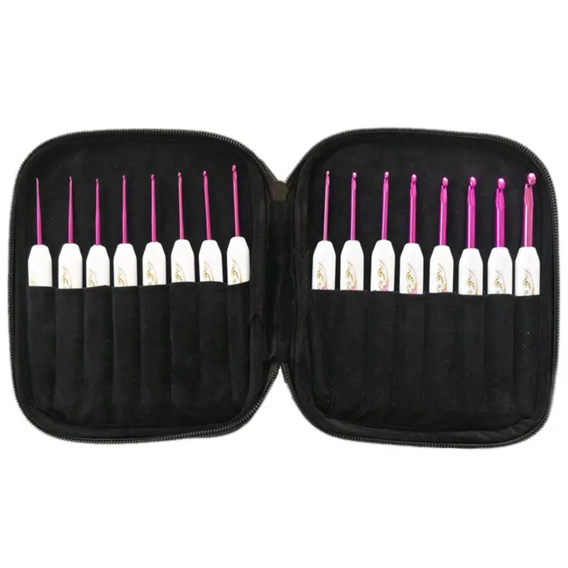 

New Mix Sizes 1.0-6.0Mm Crochet Hook Set Aluminum Crochet Needles With Case Sweater Yarn Weave Knitting Hook Sewing Needles Fo