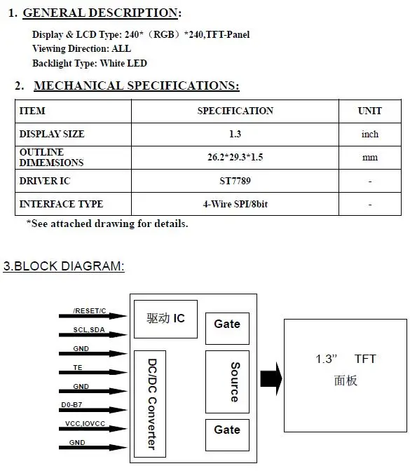 Ips 1,3 дюймов 24PIN 262K SPI HD TFT цветной экран ST7789 диск IC 240(RGB)* 240 MCU 8-битный интерфейс