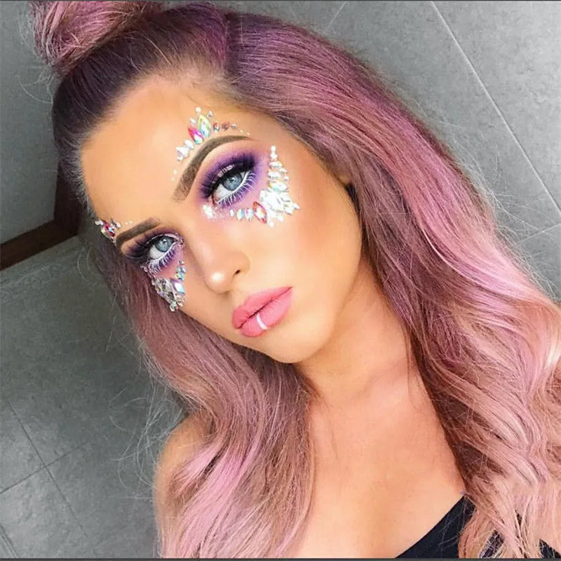 

New acrylic stick drill 15 different resin face stickers Crystal diamond eyebrow stick drill Rhinestone face stickers