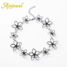 Ajoдрагоценность элегантный полый цветок черный колье ожерелье женский костюм ювелирные изделия Прямая поставка прекрасный подарок