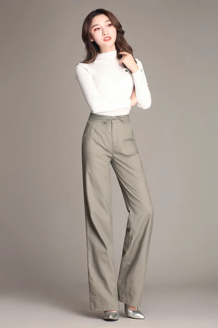 black cargo pants Free Shipping High Quality Women Cotton and Linen Casual Long Pants Female Mother Fashion Leisure Mid Waist Wide Leg Trousers khaki pants