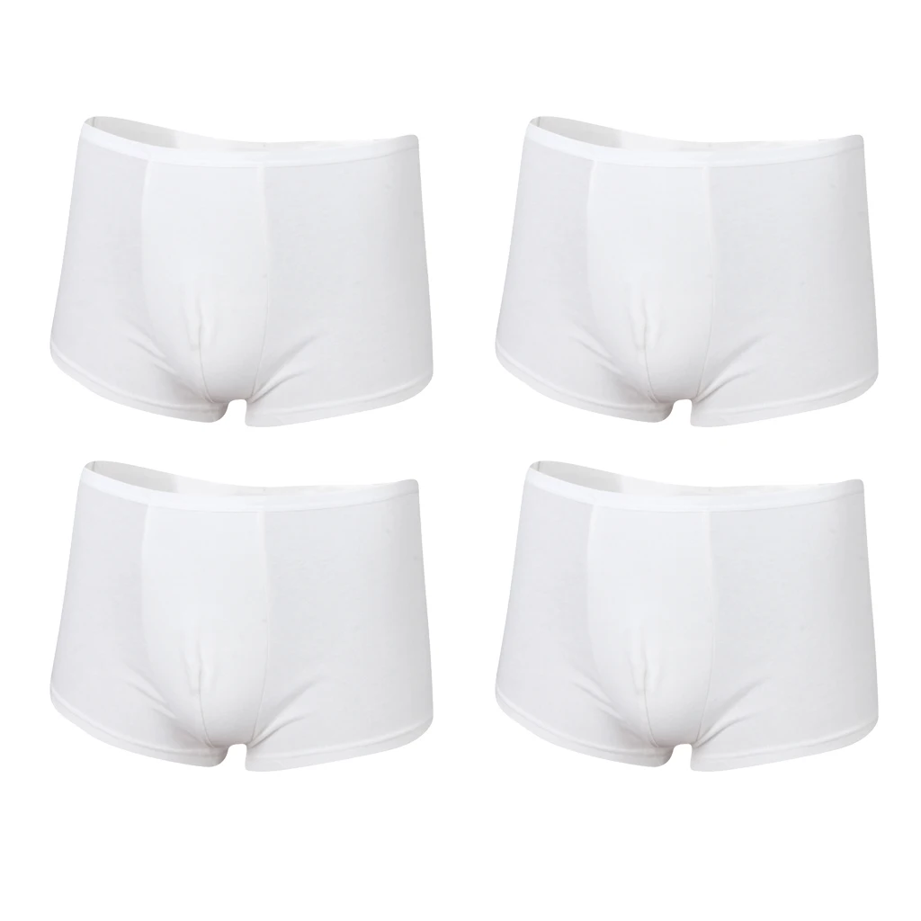

4 Pack Mens White Regular Absorbency Washable Reusable Incontinence Boxers XXL