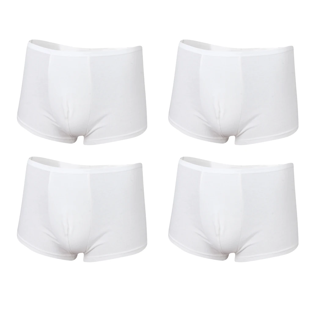 4 Pack Mens White Regular Absorbency Washable Reusable Incontinence Boxers XXL
