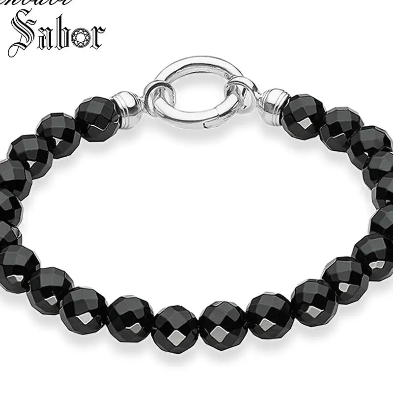 

mens Charm Pendant Bracelet Black Stone Charm Carrier For Women Gift Bracelet female