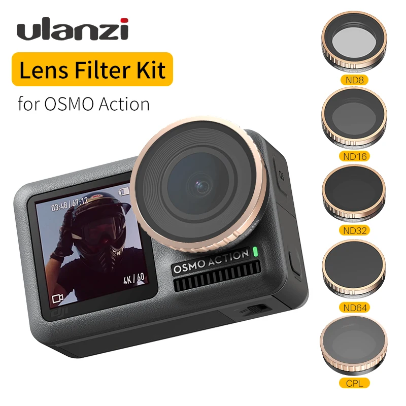 Ulanzi CPL ND фильтр для Dji Osmo Action ND8 ND16 ND32 ND64 Оптическое стекло для экшн-камеры фильтр для Osmo Action