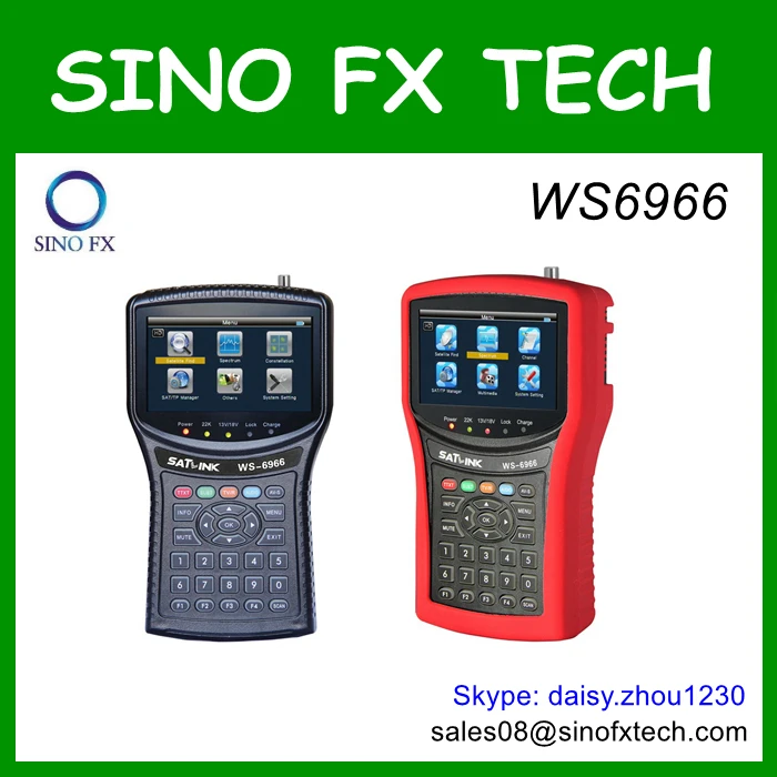  4.3inch LCD Original SATLINK WS6966 DVB-S2 satellite finder MPEG4 satlink finder meter WS-6966 Spectrum Analyzer 