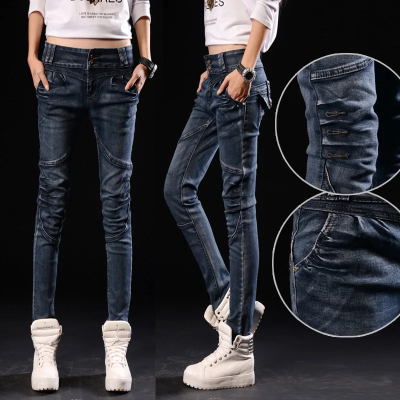 2017 Waist Jeans Light Rushed Cotton Pencil Pants Low Fly Pockets Softener Skinny The New Stretch