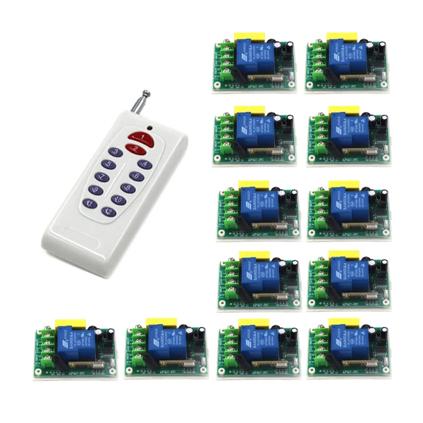 

Free Shipping 1 Transmitter+12 Receiver high power wireless remote control switch 220V 30A pump remote control switch SKU: 5526