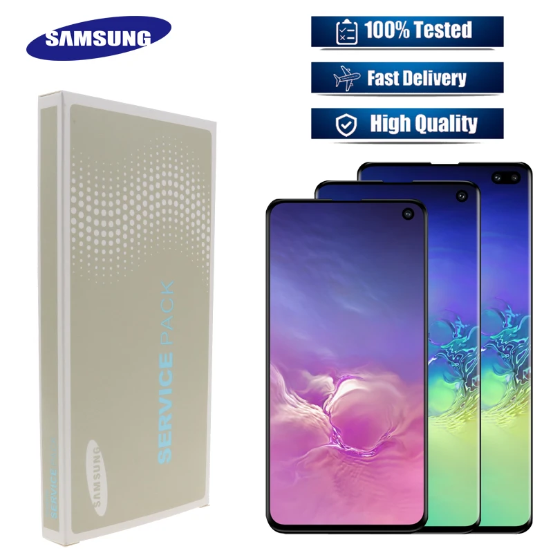 Супер AMOLED Galaxy S10 lcd для SAMSUNG Galaxy S10 G973F G973 S10 Plus G975 G975F кодирующий преобразователь сенсорного экрана в сборе