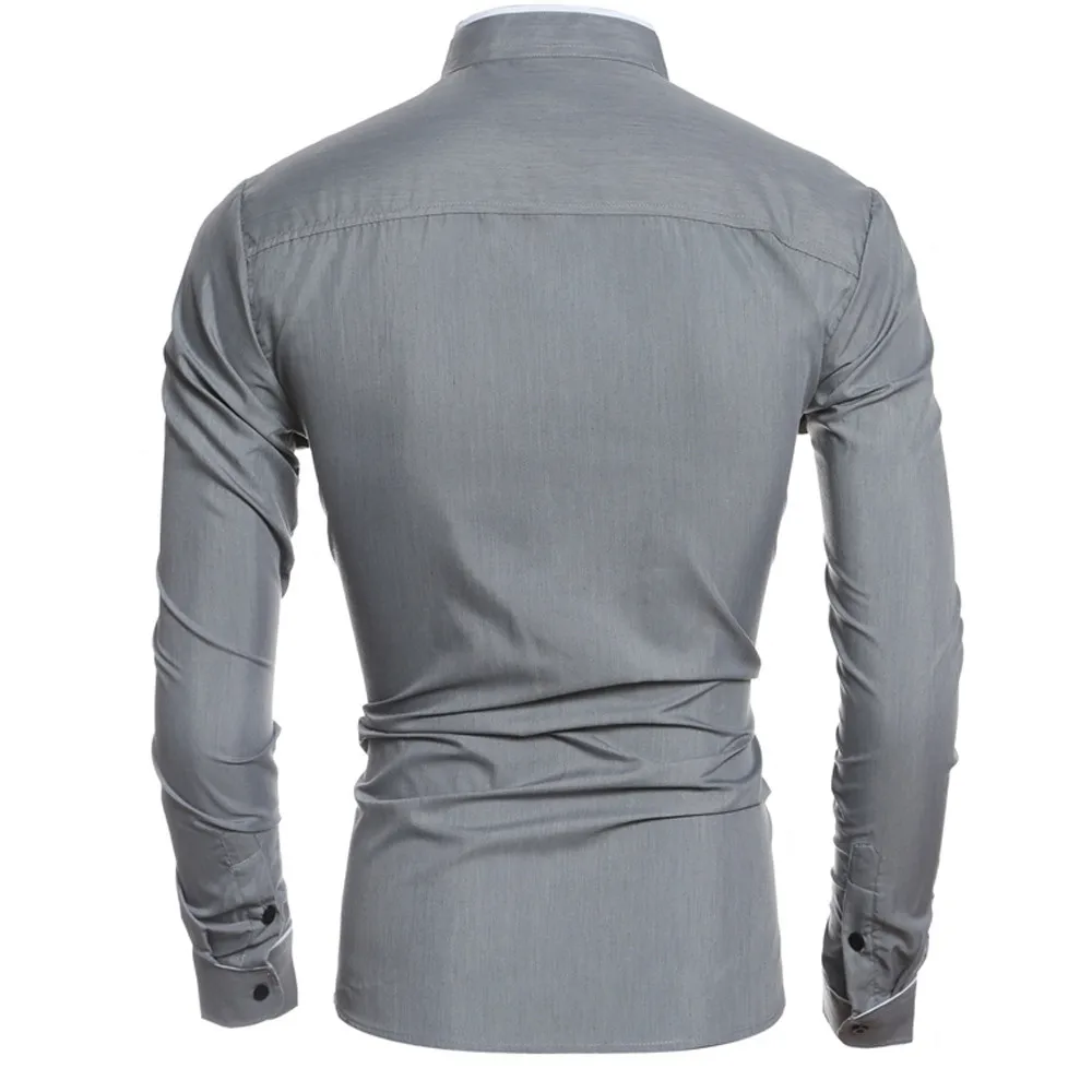 Высококачественная Мужская тонкая рубашка с длинным рукавом, однотонная Повседневная тонкая мужская рубашка, Прямая поставка 0727