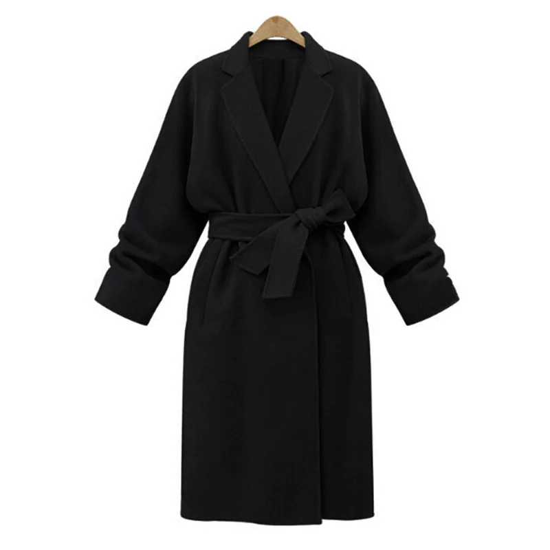 ZADORIN осеннее зимнее длинное шерстяное пальто женское кашемировое пальто с отложным воротником и длинным рукавом корейская модная одежда черное серое пальто