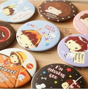 

Fashion Personalized Makeup Mirror Illustration Sweet Girl Round Makeup Mirror