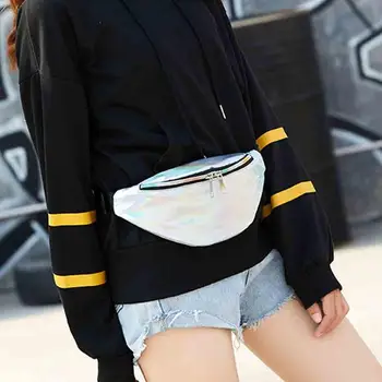 

Girl Shoulder Messenger Cross body Bag Fashion Neutral Outdoor Sport Laser Waist Bag Chest Bag Square leisure Package Softback