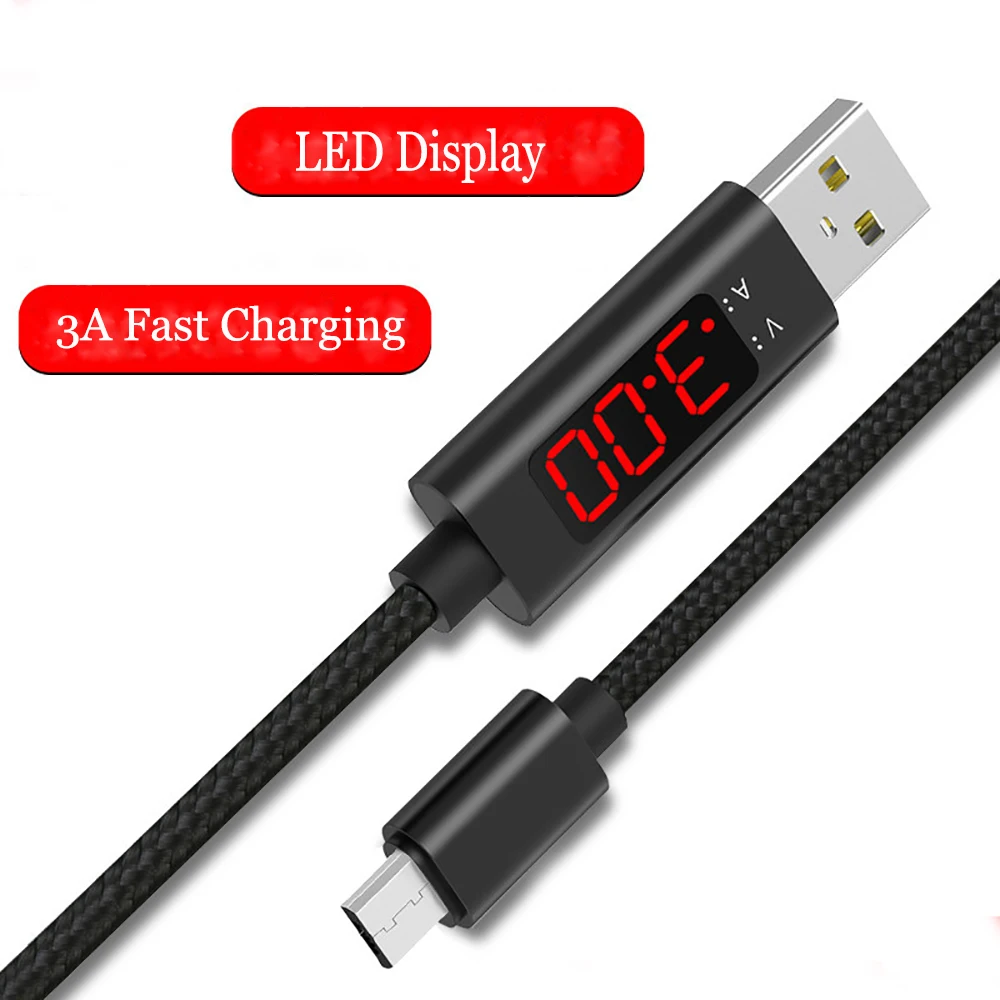 LED شاشة ديجيتال كابل يو اس بي نوع C المصغّر USB كابل ل xiaomi هواوي سامسونج سريع شحن USB C كابل الهاتف المحمول