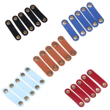 Porte-câble en cuir, 5 pièces, enrouleur de câbles d'écouteurs, gestion de câbles enveloppés, outil de fil de câblage