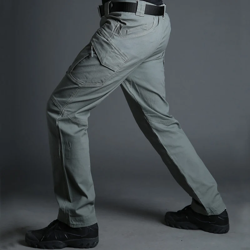 Мужские брюки-карго с несколькими карманами, армейские фанатские тактические штаны, мужские комбинезоны, весенние уличные тренировочные альпинистские военные брюки - Цвет: Green