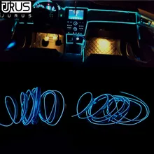 JURUS 2Meter Flexible Neon Light Rope Glow El Wire Flat Atmosphere Lamps Led Strip For Car Interior lights With 12V Inverter