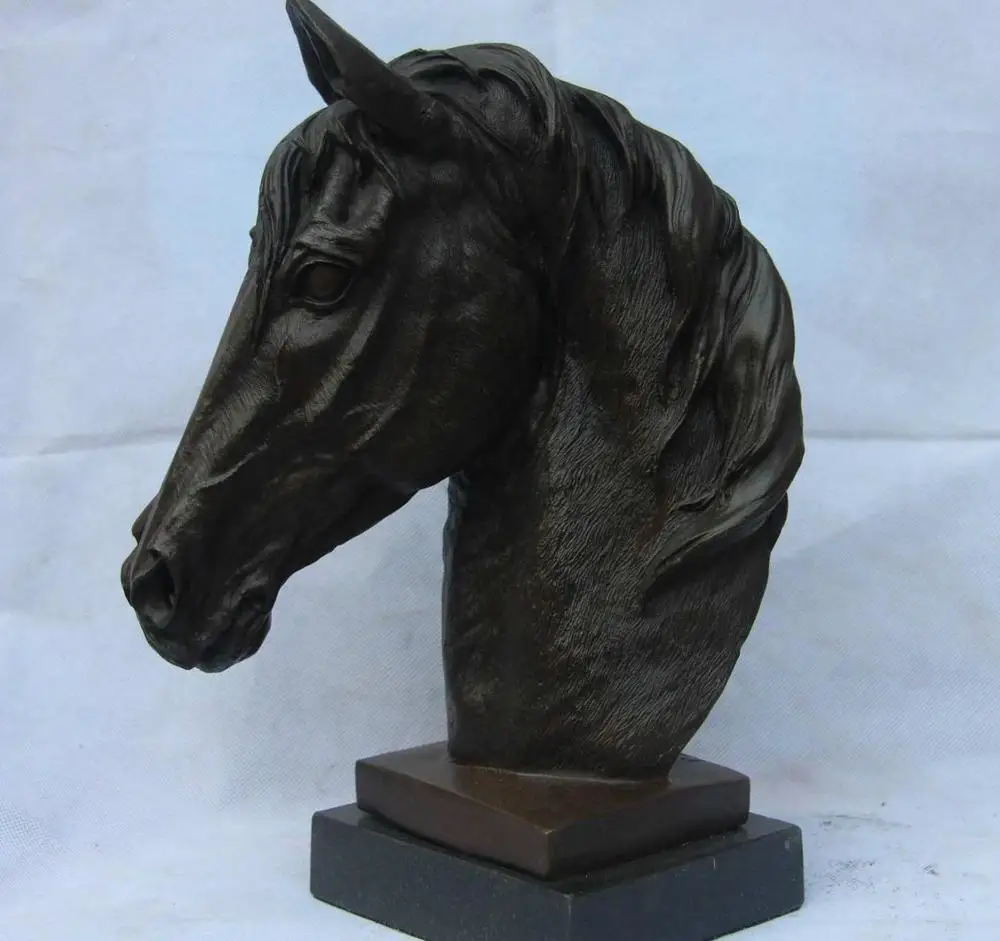 

13 China Classic Bronze Copper Feng Shui Zodiac Lucky Horse Head Art Sculpture