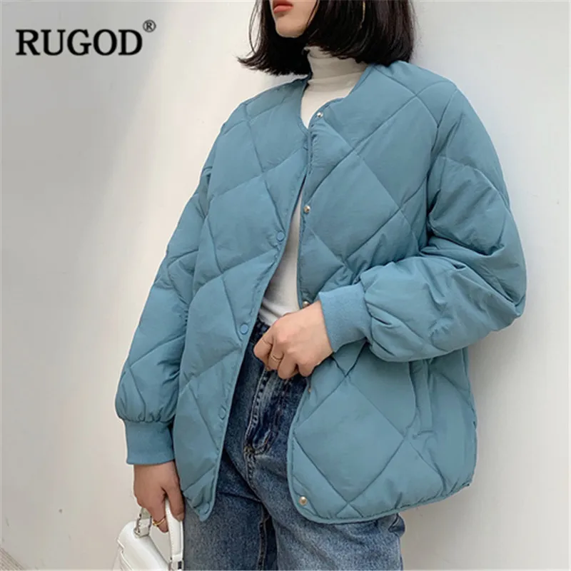 Модное однотонное плотное зимнее пальто RUGOD женская элегантная парка с длинным