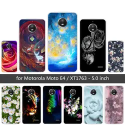 Мягкие TPU Цветной случае Coque для мото E4 5,0 "принципиально для Motorola Moto E4 XT1766 XT1763 прозрачный силиконовый DIY капа для Moto E4