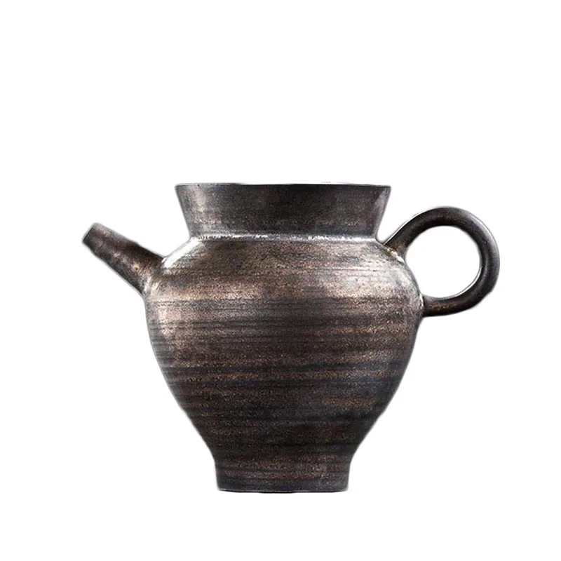 200ml Creative Handle Fair Cup Vintage Coarse Pottery Tea Mug Handmade Ceramic Kung Fu Set Chahai Retro Home Decor Crafts | Дом и сад